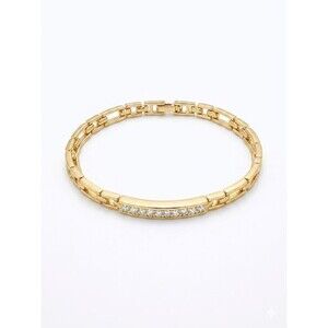 Pave Bar Gold Plated Bracelet Length 6.5" 16.5 cm